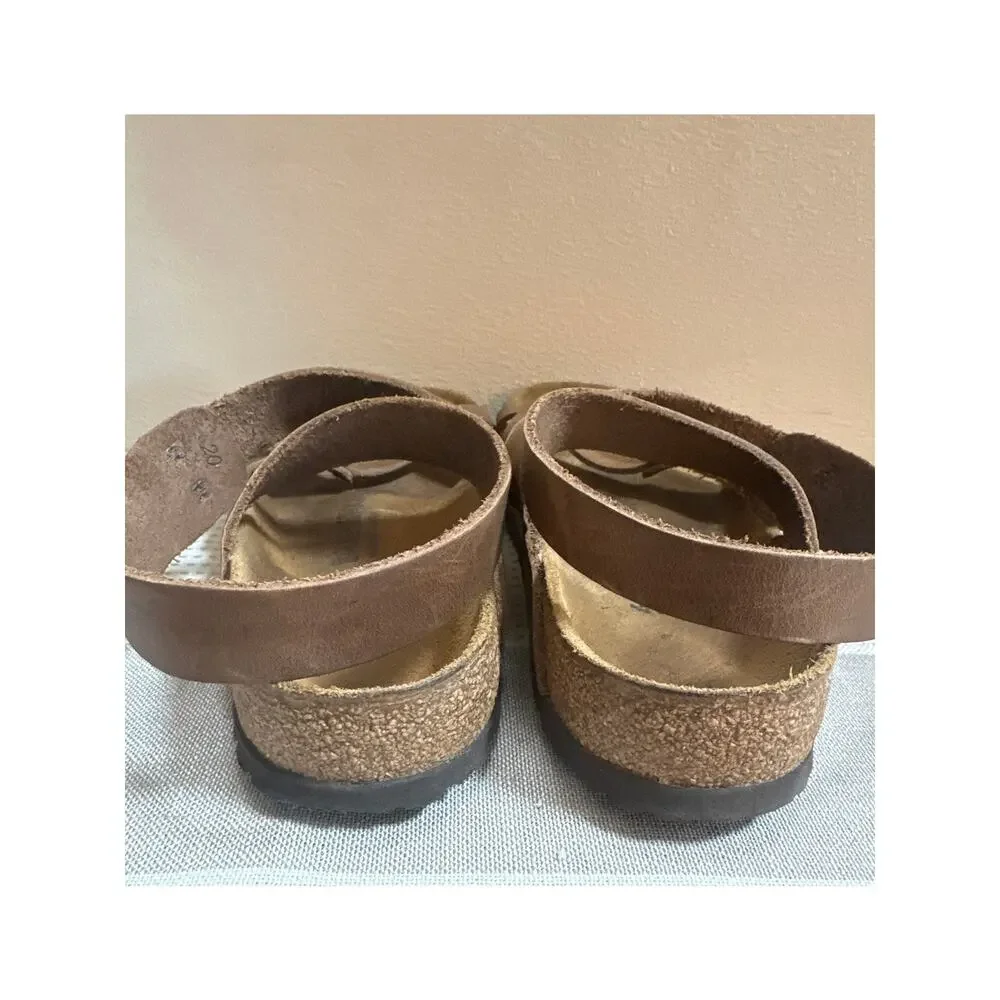 BIRKENSTOCK Yara Ankle Wrap Sandal Brown Leather Size 41/ US 10-10.5
